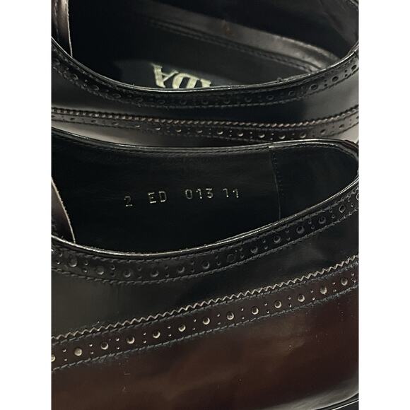 PRADA SPAZZOLATO FUME NERO BRUCIATO Black & Brown LEATHER Size 11 - Picture 3 of 8